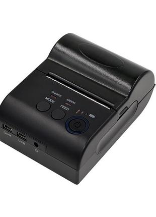 Портативный термопринтер чеков штрих-кодов zjiang pos-5801 58мм usb/bluetooth/com black