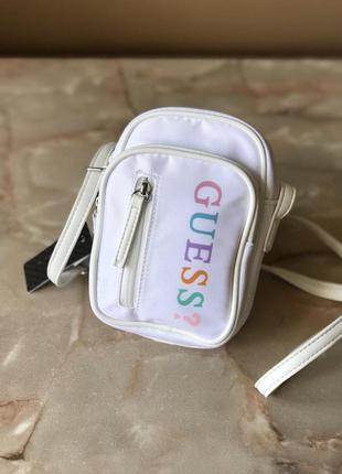 Сумка женская кросс-боди guess logo nylon crossbody оригинал нейлоновая белая гесс кросс боди3 фото