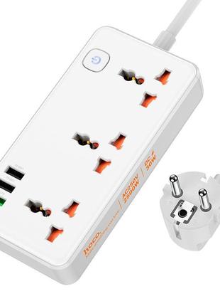 Подовжувач мережевий hoco storm 3-position socket ac8a 3usb/1type-c pd/qc 3a/30w white