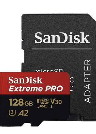 Карта памяті microsdxc sandisk extreme pro 128gb c10 v30 (r200mb/s,w90mb/s)+(adapter)sdsqxcd-128g-gn6ma