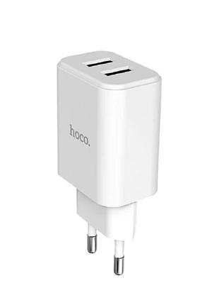 Адаптер hoco сетевой victoria c62a 2usb 2.1а белый без кабеля
