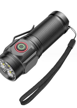 Фонарь ручной w5183-4xhp360 с магнитом черный
