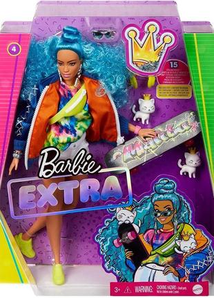 Кукла barbie барби экстра модница со скейтбордом голубыми волосами barbie extra doll with skateboard9 фото