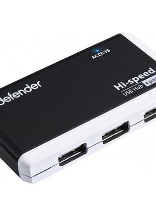 Usb-хаб defender 83504 quadro infix 4-port usb2.0 пассивный черно-белый