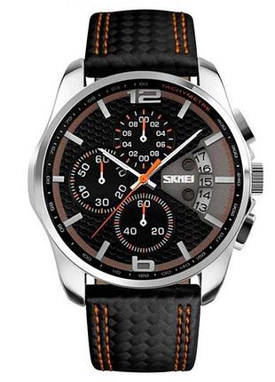 Часы наручные мужские skmei 9106og 3atm 44 мм silver/black