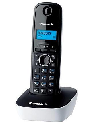 Радиотелефон-dect panasonic kx-tg1611uaw черный с белым