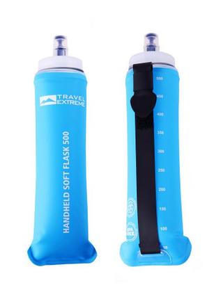 Фляга силіконова з мірним тиском travel extreme ssoft flask handhald 500 мл blue2 фото