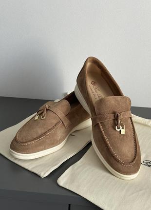 Лоферы loro piana замша коричневые бежевые черные