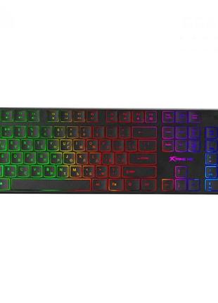 Клавиатура игровая xtrike me ua полноразмерная 104кн радужная led подсветка usb черная (kb-511ua)