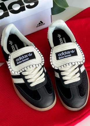 Кожаные кроссовки adidas samba wales bonner black/white2 фото