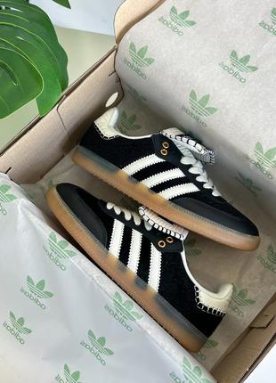 Кожаные кроссовки adidas samba wales bonner black/white9 фото