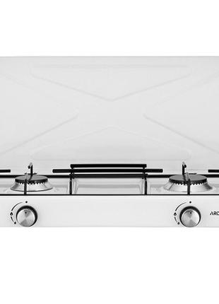 Плитка газовая настольная ardesto gtc-ns2012w тип газа lpg 3.45 квт с крышкой белый