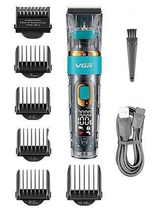Машинка аккумуляторная для волос vgr v-695 10w с насадками blue