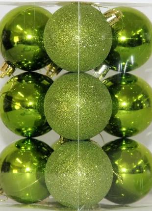 Ялинкові новорічні кульки магічна-новорічна m47884 пластикові 8см у наборі 9 шт