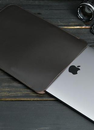Шкіряний чохол для macbook дизайн №1, натуральна шкіра grand, колір коричневий, відтінок шоколад1 фото