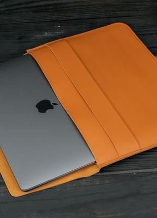 Кожаный чехол для macbook дизайн №24, натуральная кожа grand, цвет янтарь