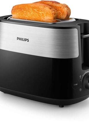 Компактний тостер philips daily collection з 8 налаштуваннями 830вт чорний (hd2516/90)