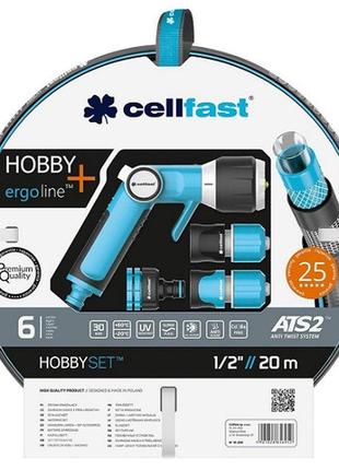 Набор для полива cellfast hobby ats2 шланг 1/2” 20м 30бар 6 слоев ороситель черный (16-209)