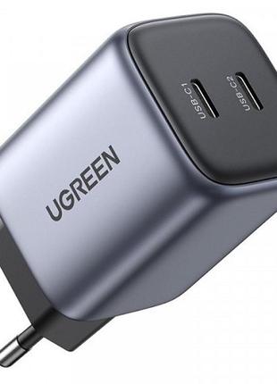 Зарядное устройство для ugreen cd294 90573 2xusb 45w gan type-c 25w/20w pd серый