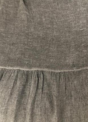 Стильное льняное серое комбинированное платье, италия, размер l-3xl8 фото