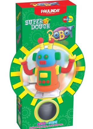 Маса для ліплення paulinda super dough robot із заводним механізмом помаранчевий (pl-081178-3)