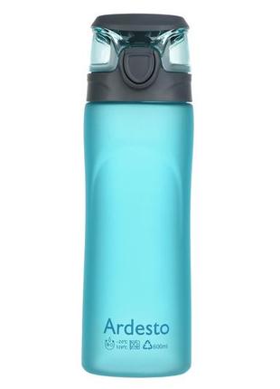 Спортивна пляшка для води ardesto зі зручною кришкою 600мл блакитний (ar2205pb)