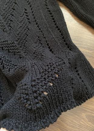 Черная вязаная кофта свитер джемпер стильная вязка размер xs s m4 фото