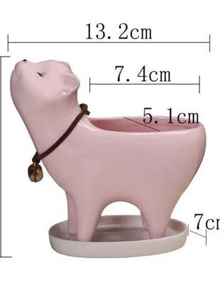Керамический горшок для суккулентов в форме кошки розовый код/артикул 5 0733-2