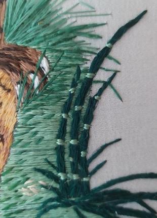 Вышивка шелком на шелке тигр. китай времен ссср