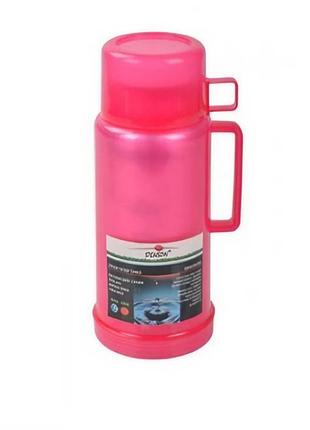 Термос со стеклянной колбой и ручкой stenson mt-0245 1л pink
