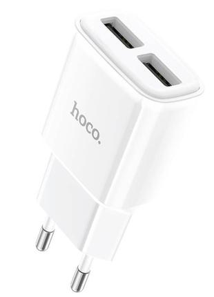 Адаптер сетевой hoco c88a, 2usb, 2.4a, белый