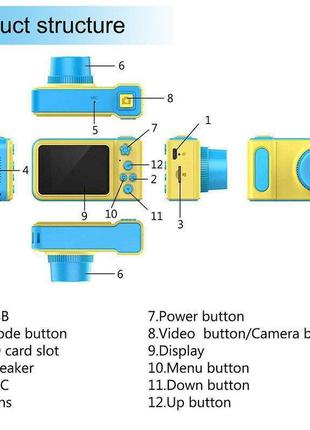 Фотоаппарат детский photo camera kids v7 5369, голубой6 фото