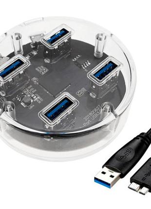 4-портовий usb 3.0 хаб концентратор до 5 гбіт/с прозорий