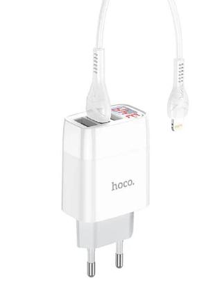 Адаптер сетевой hoco lightning cable c93a 3usb 3.4a white