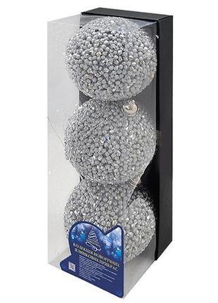 Ялинкові новорічні кульки магічна-новорічна 9361 пластикові 8см у наборі 3шт