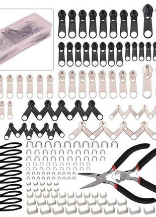 Набор для ремонта молнии 196 предметов бегунки ограничители плоскогубцы1 фото