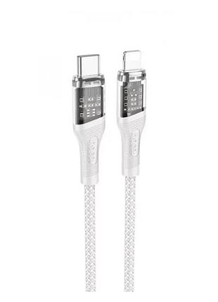 Кабель hoco u111 transparent discovery type-c to lightning, 1.2м grey