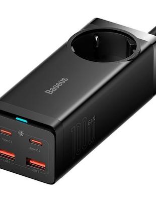 Зарядное устройство для сетевого baseus pszm000401 gan3 pro desktop powerstrip ac/2usb/2type-c, 100w, qc/pd|