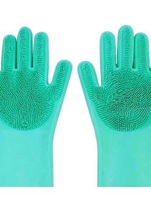 Перчатки с щеткой для уборки и мытья посуды kitchen gloves 5511