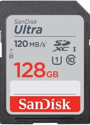 Карта памяти sandisk sd ultra 128gb c10/uhs-i/u1/v10