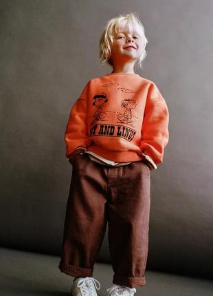 Світшот на дівчинку помаранчевий з принтом zara new