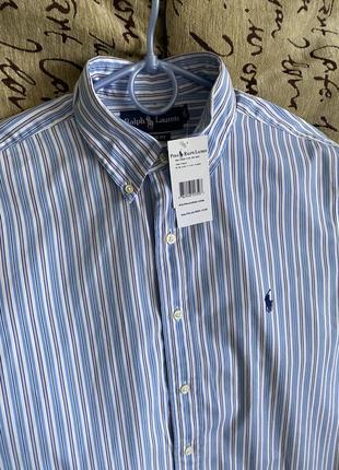Polo ralph lauren чоловіча сорочка, рубашка, рубашка в полоску3 фото