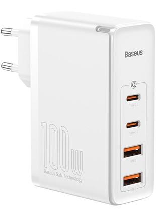 Адаптер мережевий baseus gan2 pro quick charger 2usb/2type-c, qc/pd, 100w, 5a|(ccgan2p-l02) white