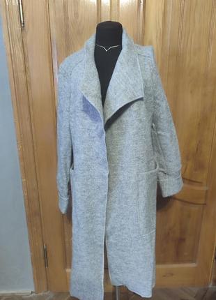 Пальто кардиган серые накладные карманы батал