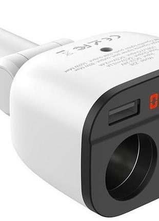 Адаптер автомобільний hoco power ocean z28 2usb білий