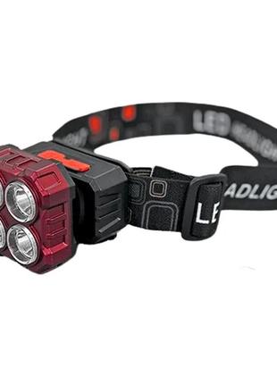 Фонарик налобный аккумуляторный stenson b27537 6*5.5см (4led) 600ma