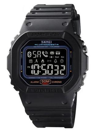 Часы наручные с подсветкой skmei 1629bk 5 atm 51 мм black