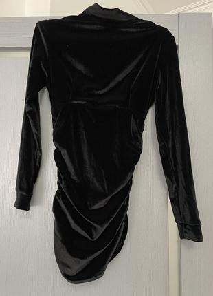 Сукня чорна бархатна міні2 фото