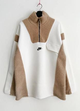 Чоловіча плюшева кофта світшот оверсайз шерпа вінтажна nike