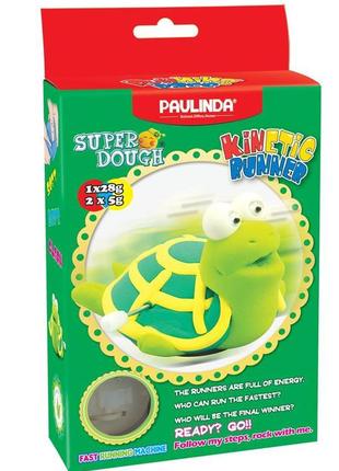Маса для ліплення paulinda super dough running race із заводним механізмом черепаха (pl-081183-3)